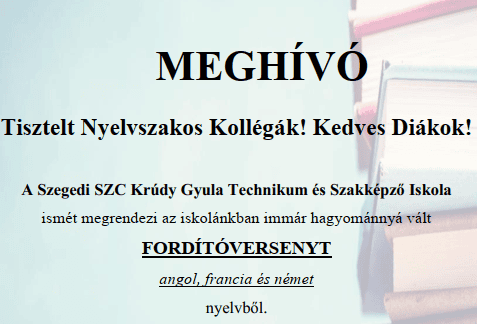 Fordítóverseny 2026 – Nyelvi kihívás a Krúdy Technikumban
