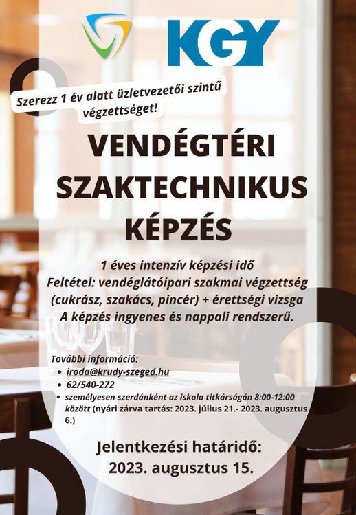Vendégtéri szaktechnikus képzés